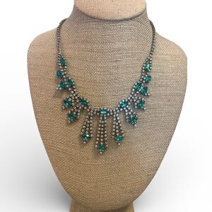 Vintage Green Rhinestone Statement Necklace